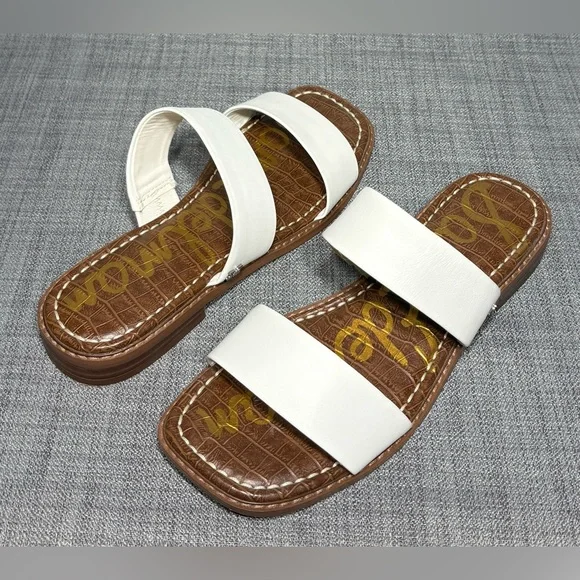 Sam Edelman Haydee Slide Flat Sandals White Leather Size 7.5 - Picture 2 of 7